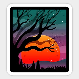 Spooky forest night. Sticker